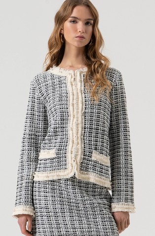 Chanel cardigan with contrast trims and pearl details