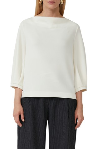 Soft scuba sweatshirt with a waterfall neckline