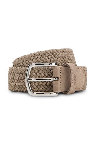 Woven belt with suede trims