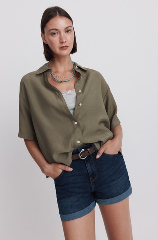 Viscose-blend short sleeve shirt