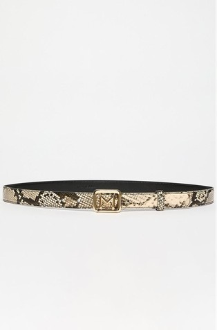 Leather belt with snake print