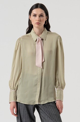 Košulja s geometrijskim uzorkom od mješavine sa svilom