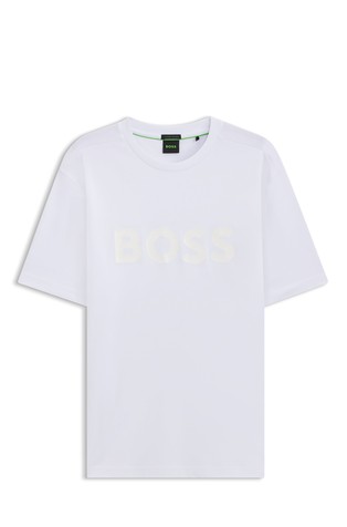 Cotton-jersey T-shirt with structured logo