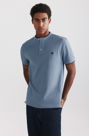 Slim fit polo majica od pamučnog pikéa s mandarin ovratnikom