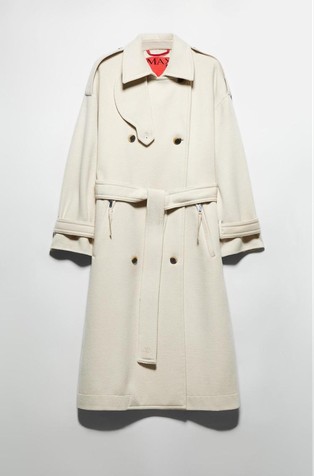 Double-woven wool trench coat