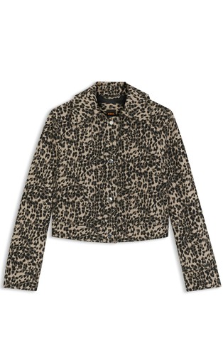 Regular-fit jacket with leopard print