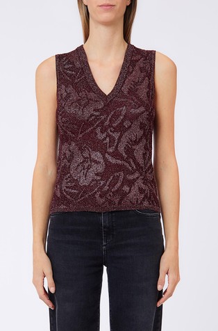 Lamé lace knit top with lurex