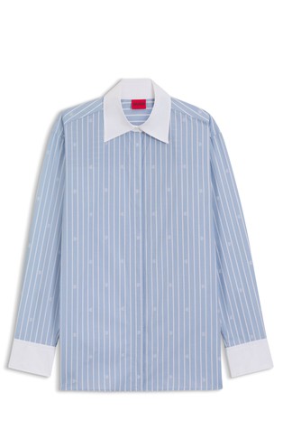 Oversized fit prugasta pamučna košulja s logotipima