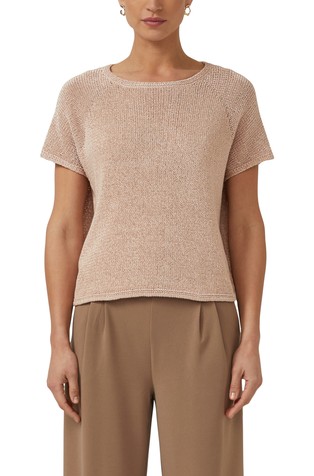 Relaxed fit knitted shirt with a boat neckline