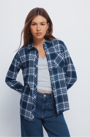 Košulja s džepom na prsima i lurex kariranim uzorkom