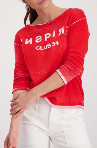 Knitted cotton jumper with print