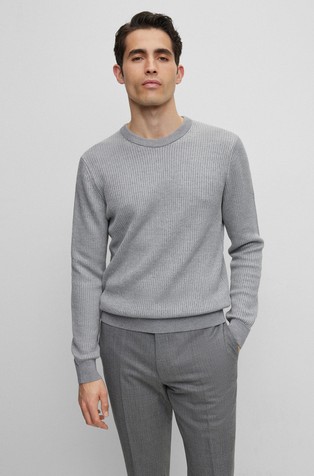 Regular fit pleten pulover od vune i svile