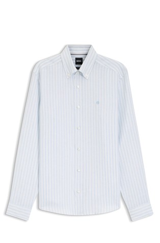 Regular-fit striped shirt in linen