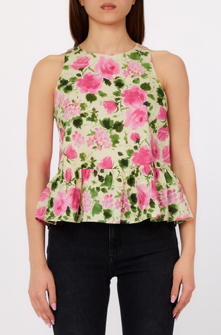 Floral print sleeveless blouse