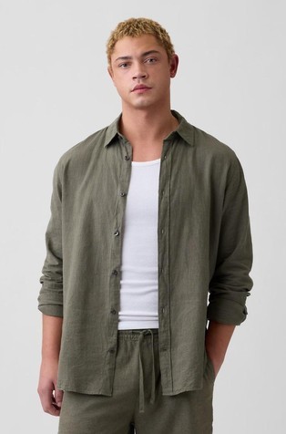 Linen-Blend Shirt in Standard Fit