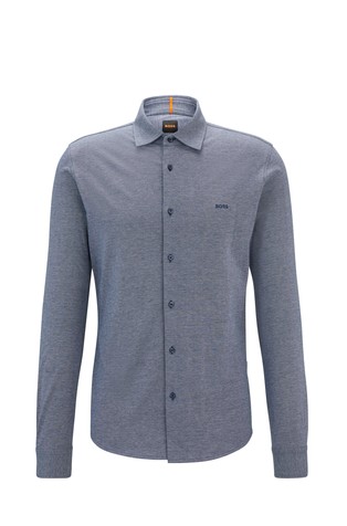 Slim-fit shirt in melange cotton jersey