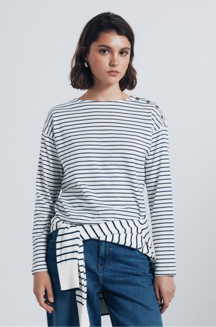 Striped buttons-down shoulder shirt