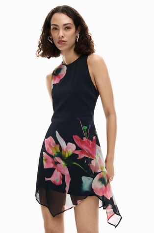 Asymmetric floral dress