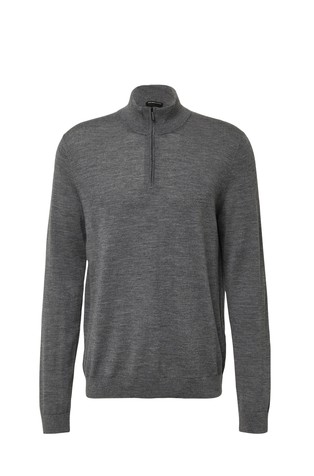 Pleten pulover od merino vune s djelomičnim patentnim zatvaračem