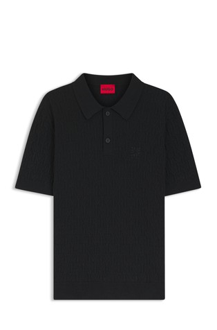 Knitted-cotton short-sleeved polo