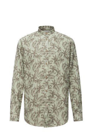 Regular fit košulja s mandarin ovratnikom i uzorkom palma