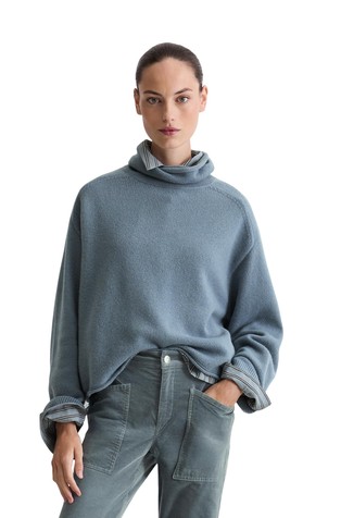 Relaxed fit pleten pulover od mješavine vune s visokim ovratnikom