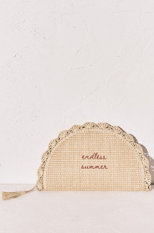 Raffia-effect vanity case handbag