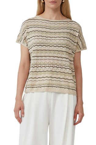 Relaxed fit pletena majica sa svjetlucavim  i rupičastim uzorkom