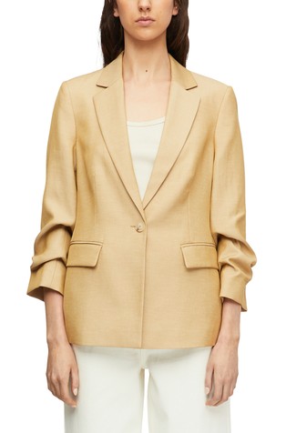 Single-breasted blazer with gathered sleeves