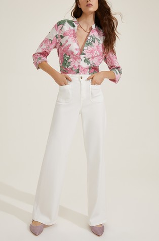 Zvonaste hlače od rastezljivog gabardena