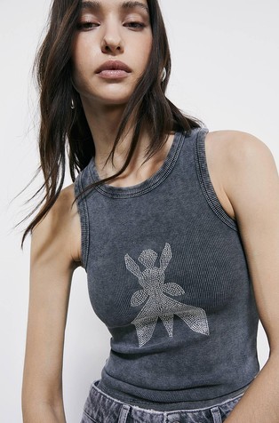 Fly logo majica bez rukava s ukrasnim kamenčićima