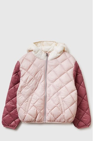 Diamond quilted hooded jacket