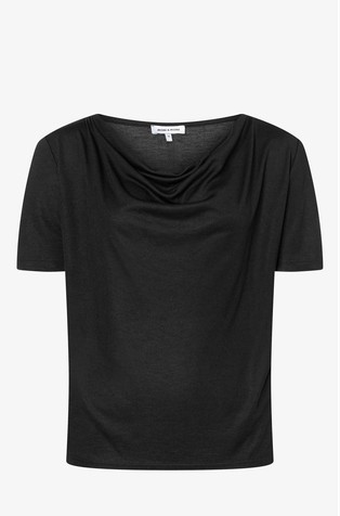 Viscose-blend tee with waterfall neckline