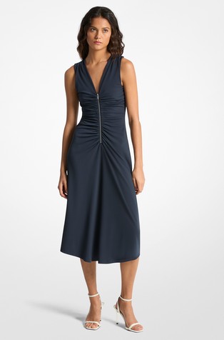 Sleeveless midi dress with zip