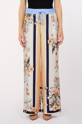 Široke hlače s cvjetnim uzorkom i prugama