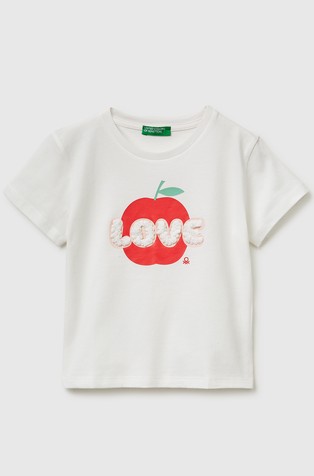 T-shirt with print and applique