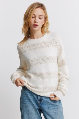 Pointelle striped jumper