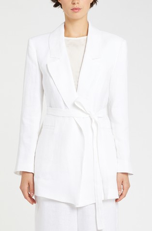 Linen blazer with belt