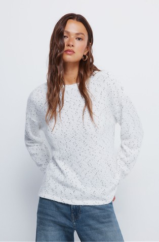 Chenille buttons-up shoulder sweatshirt