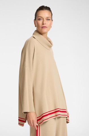 Oversized fit pleten pulover s visokim ovratnikom i kimono rukavima