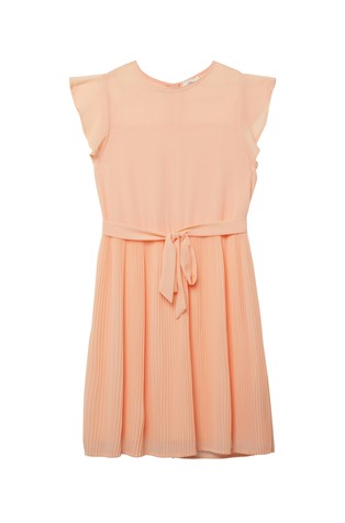 Kratka haljina s plisiranom suknjom i trakom za vezanje