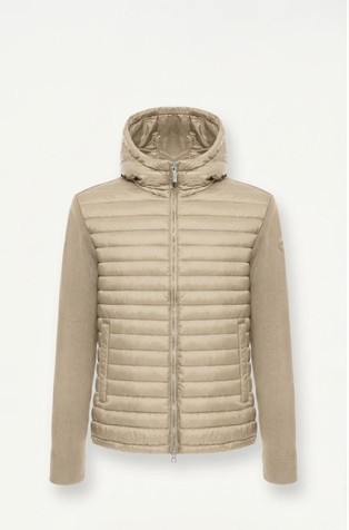 Hybrid padded-front jacket with hood