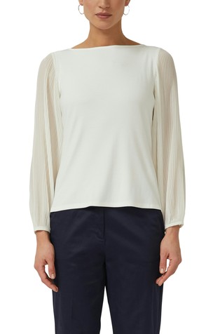 Viscose T-shirt with pleated sleeves