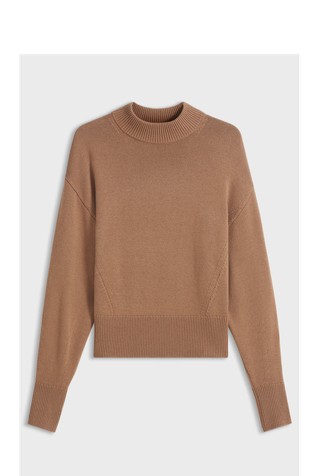 Relaxed-fit knitted sweater with mock neckline