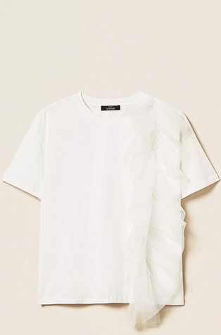 Cotton T-shirt with tulle