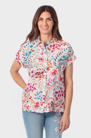 Košulja od mješavine viskoze s kratkim rukavima i uzorkom