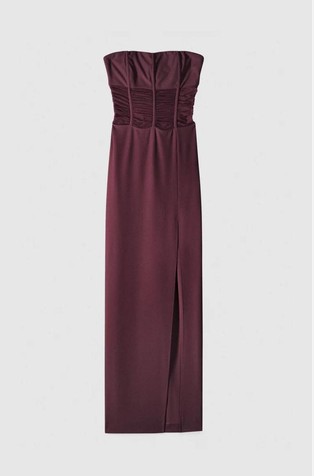 Duga haljina s dizajnom korzeta i prorezom