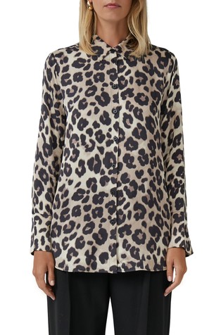 Shirt blouse with leoprad  print
