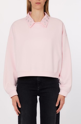 Pulover od mješavine pamuka s uklonjivim ovratnikom