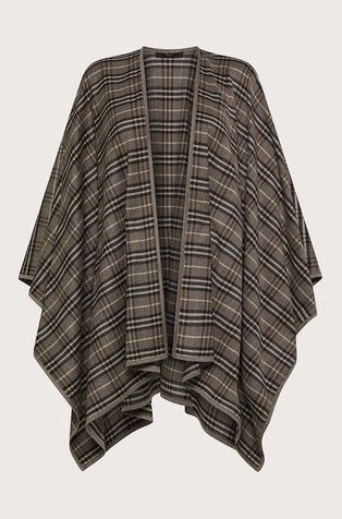 Kariran pončo od mješavine vune